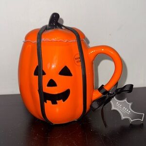 Rae Dunn Halloween Pumpkin Mug in Orange and Black